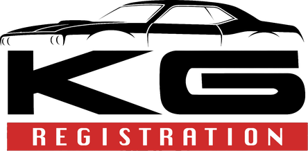 KG Registration logo: car silhouette over the letters KG, DMV registration services in San Jose, CA